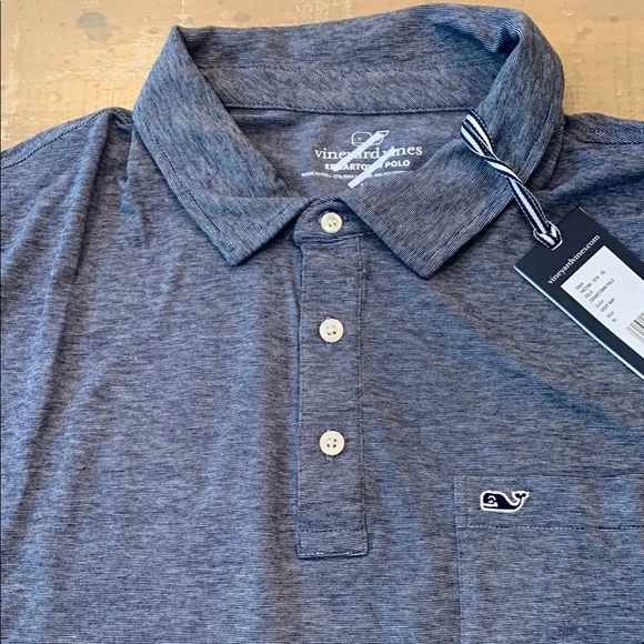 Vineyard Vines Blue Polo Shirt Mens‎ Size Extra Large Blue Stripes - Picture 6 of 10